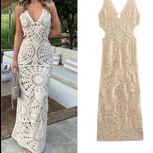 Zara Crochet Cut Out Maxi Dress